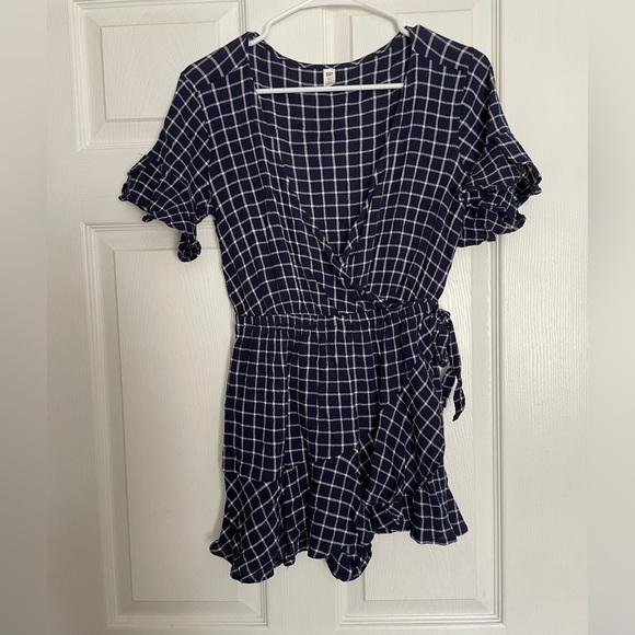 BP Navy Checkered Wrap Dress size XS - Picture 1 of 6